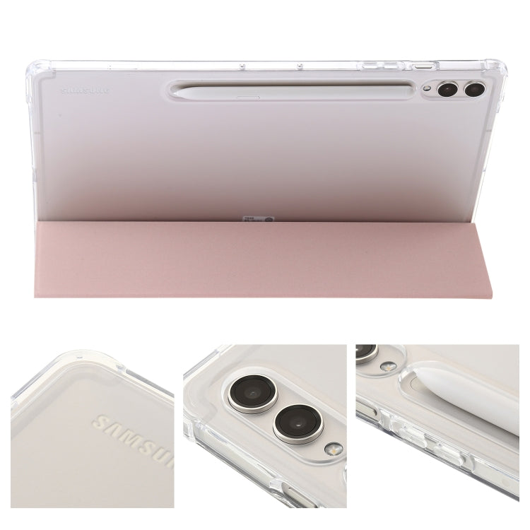 For Samsung Galaxy Tab S9+ 3-Fold Clear Acrylic Leather Tablet Case(Pink) by buy2fix