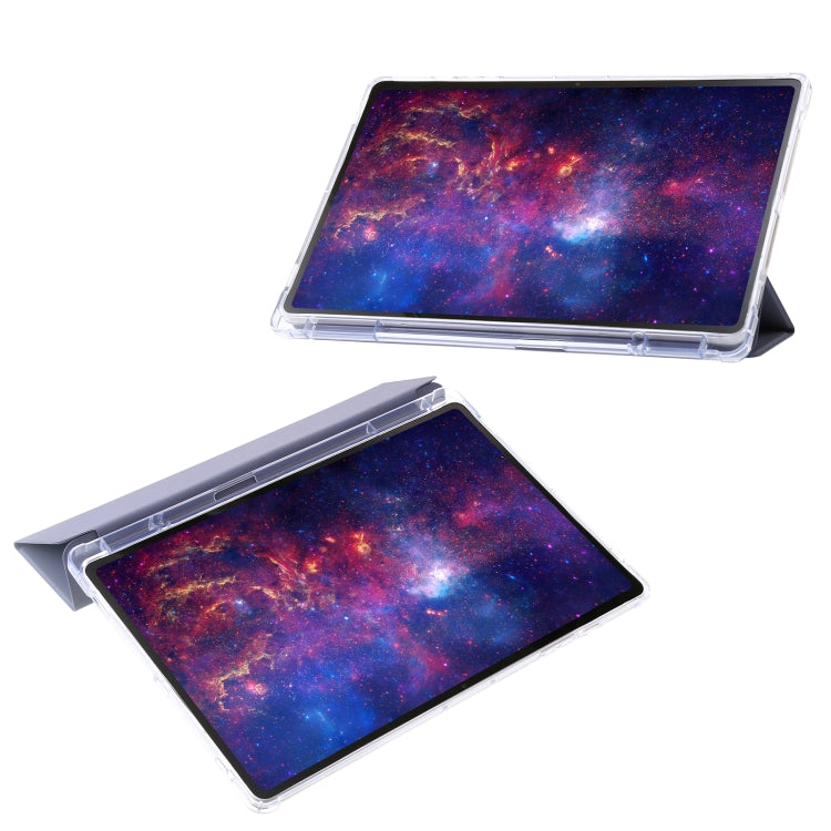 For Samsung Galaxy Tab S10 Ultra 3-Fold Clear Acrylic Leather Tablet Case(Lavender) by buy2fix