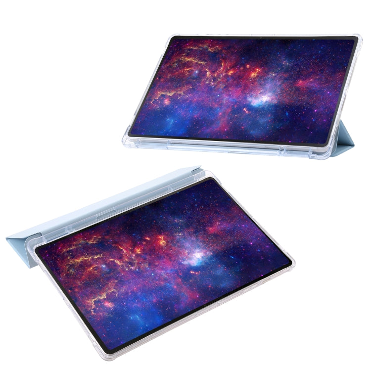For Samsung Galaxy Tab S10 Ultra 3-Fold Clear Acrylic Leather Tablet Case(Ice Blue) by buy2fix