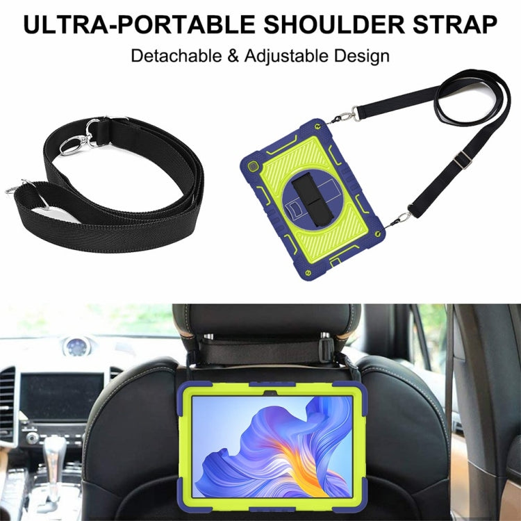 For Honor Pad X8 360 Degree Rotation PC Contrast Silicone Tablet Case(Navy Blue + Yellow Green) - Honor by buy2fix | Online Shopping UK | buy2fix