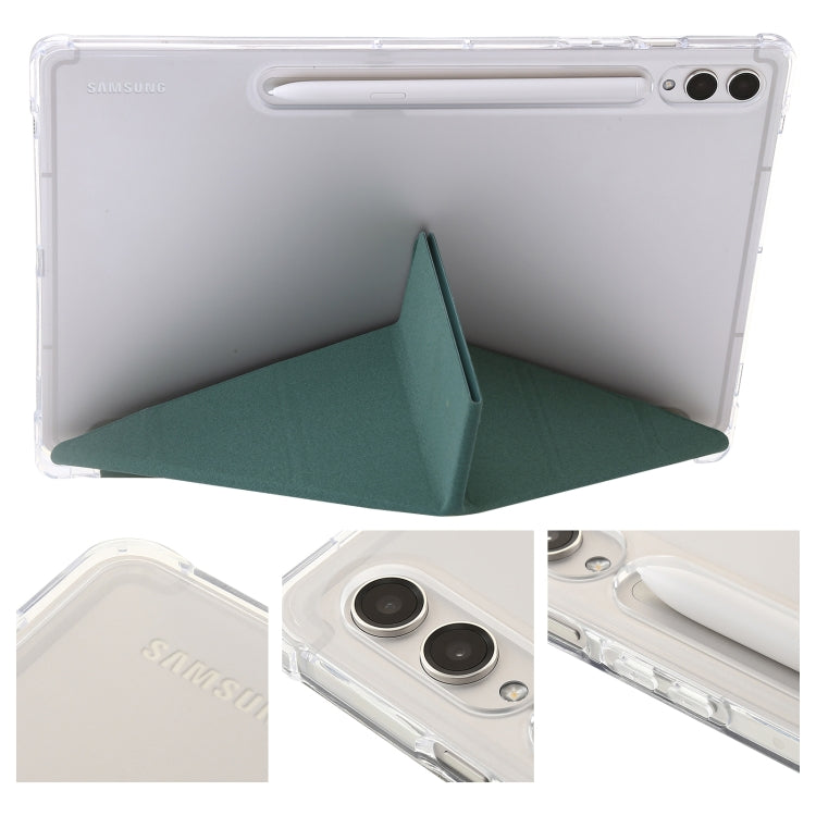For Samsung Galaxy Tab S10+ / S9+ Clear Acrylic Deformation Leather Tablet Case(Deep Green) by buy2fix