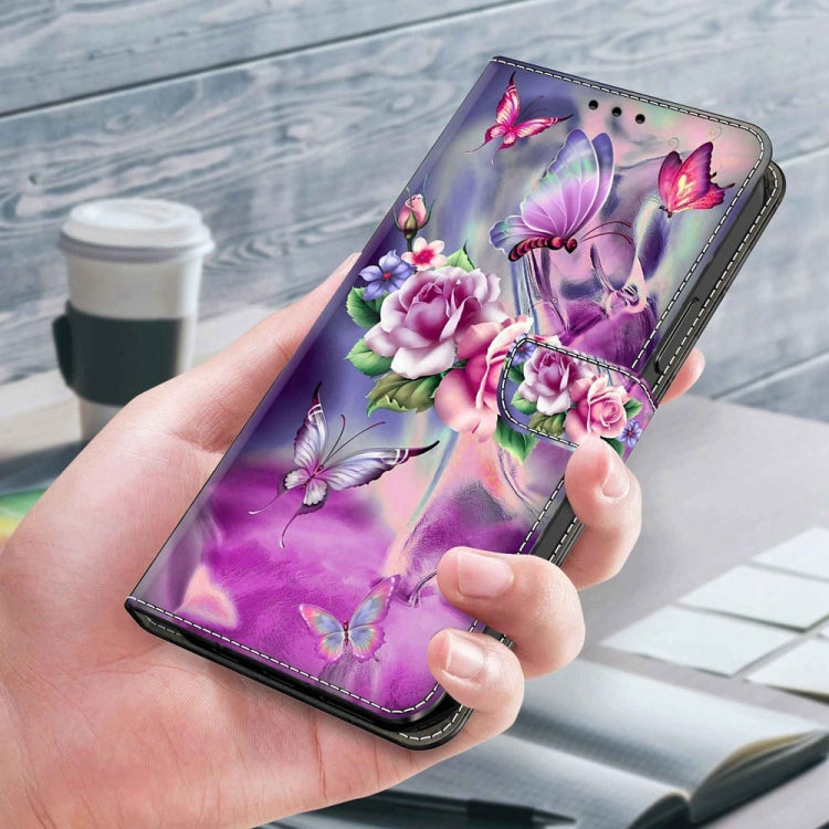 For Motorola Moto G54 Crystal 3D Shockproof Protective Leather Phone Case(Butterfly) by buy2fix