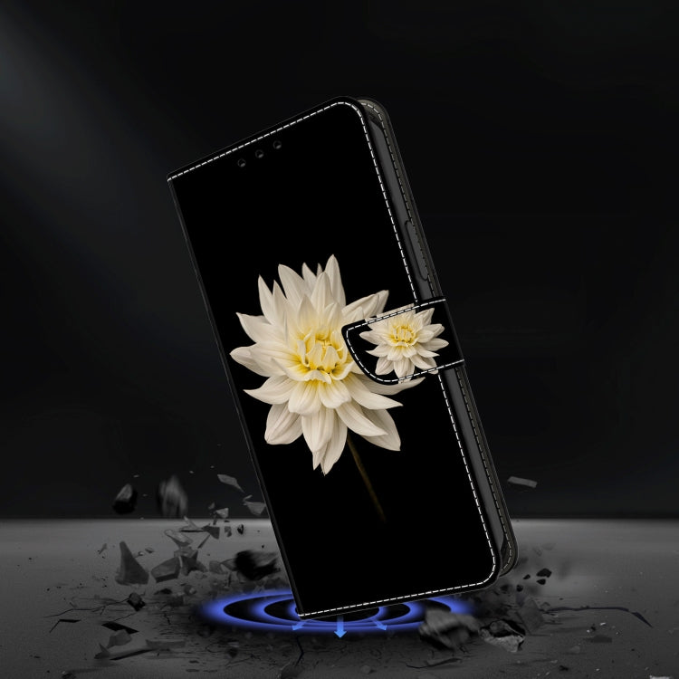 For Motorola Moto G Play 2024 Crystal 3D Shockproof Protective Leather Phone Case(White Flower) by buy2fix