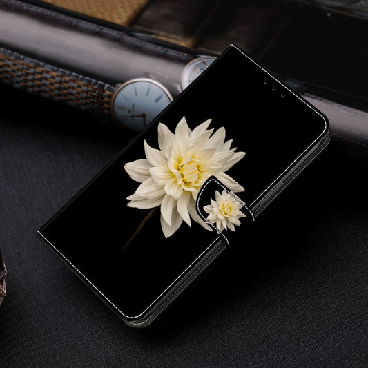 For Motorola Moto G24 Power Crystal 3D Shockproof Protective Leather Phone Case(White Flower) by buy2fix