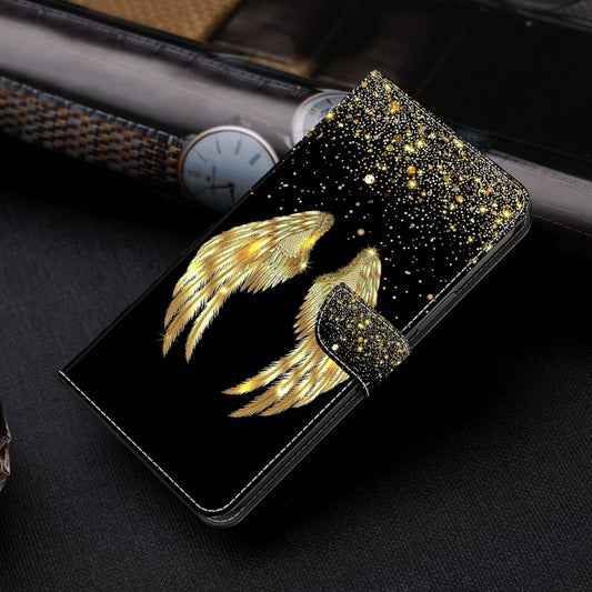 For Motorola Moto G04 Crystal 3D Shockproof Protective Leather Phone Case(Golden Wings) by buy2fix