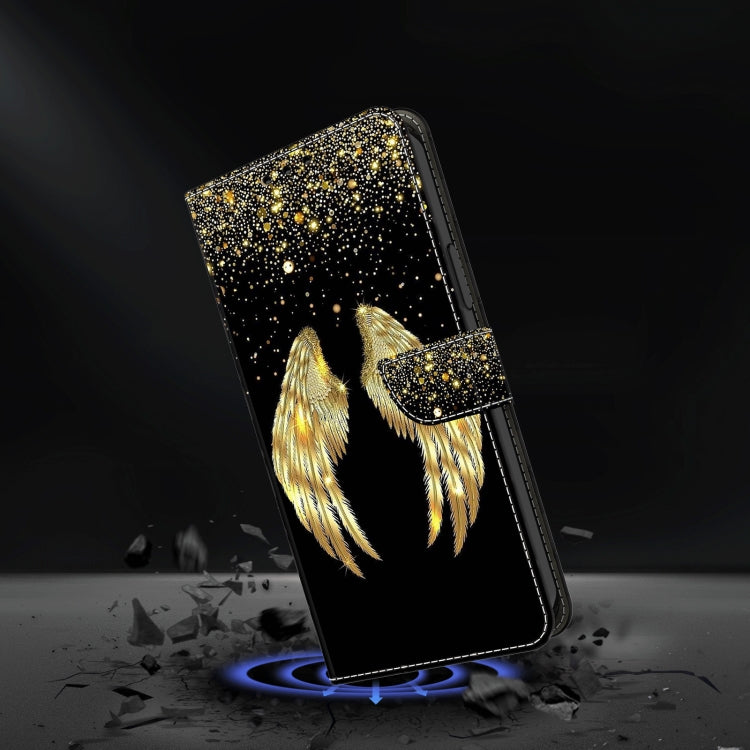 For Motorola Moto G04 Crystal 3D Shockproof Protective Leather Phone Case(Golden Wings) by buy2fix