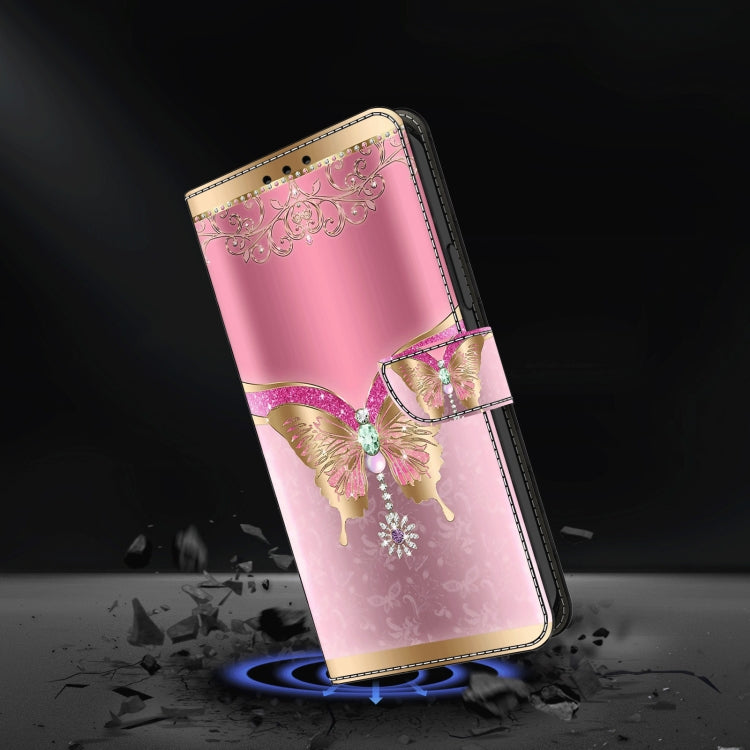 For Motorola Moto G34 Crystal 3D Shockproof Protective Leather Phone Case(Pink Bottom Butterfly) by buy2fix