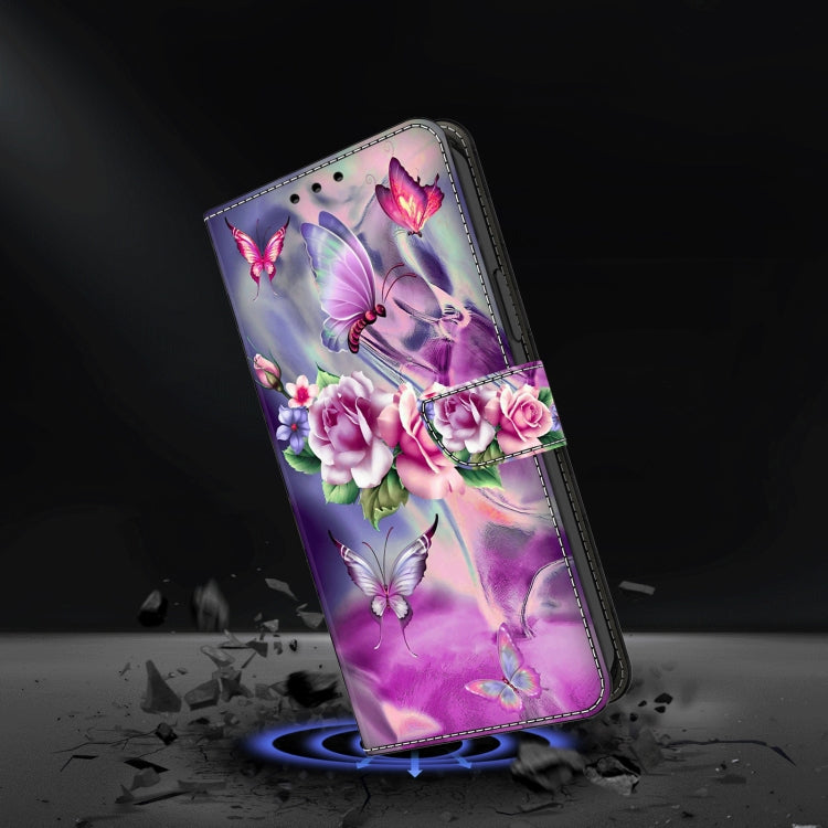 For Motorola Moto G34 Crystal 3D Shockproof Protective Leather Phone Case(Butterfly) by buy2fix