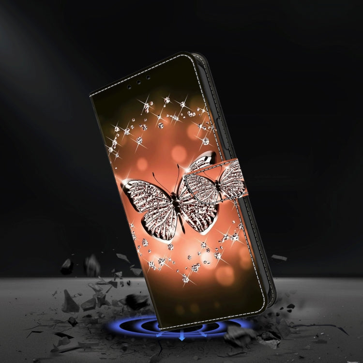 For Motorola Moto G34 Crystal 3D Shockproof Protective Leather Phone Case(Crystal Butterfly) by buy2fix