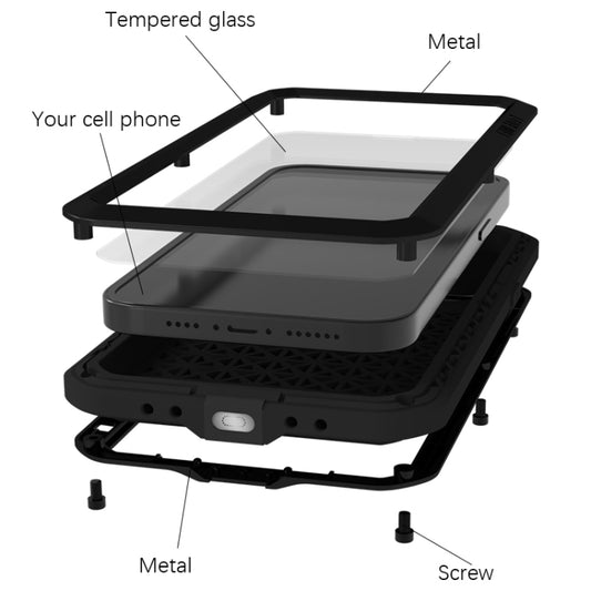 For iPhone 15 LOVE MEI Metal Shockproof Life Waterproof Dustproof Phone Case(Silver) by LOVE MEI