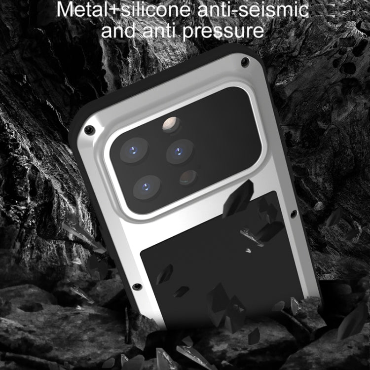 For iPhone 15 Pro LOVE MEI Metal Shockproof Life Waterproof Dustproof Phone Case(Black) by LOVE MEI