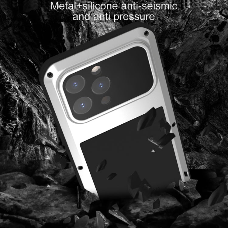 For iPhone 15 Pro Max LOVE MEI Metal Shockproof Life Waterproof Dustproof Phone Case(White) by LOVE MEI