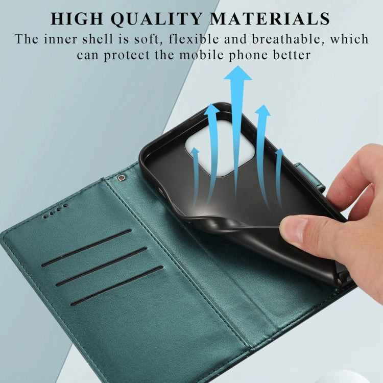 For iPhone 16 Pro PU Genuine Leather Texture Embossed Line Phone Case(Green) by buy2fix