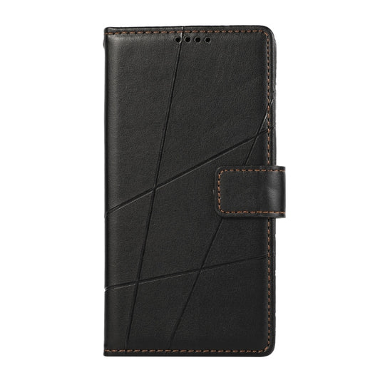 For iPhone 16 Plus PU Genuine Leather Texture Embossed Line Phone Case(Black) by buy2fix