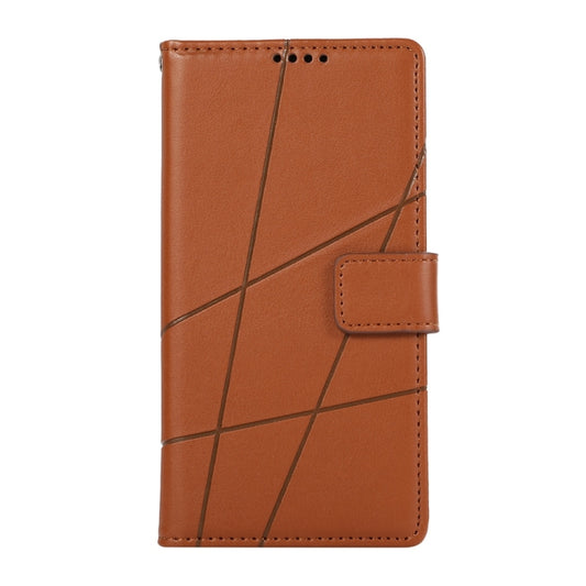 For iPhone 16 PU Genuine Leather Texture Embossed Line Phone Case(Brown) by buy2fix