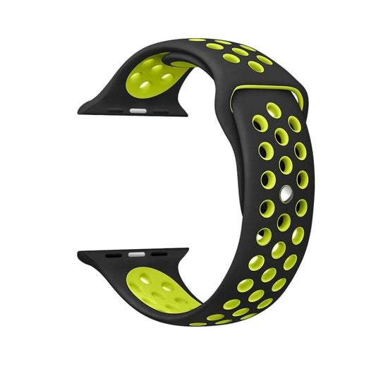 For Apple Watch Series 7 41mm / 6 & SE & 5 & 4 40mm / 3 & 2 & 1 38mm Sport Silicone Watch Band Standard Edition(Black Yellow) by buy2fix