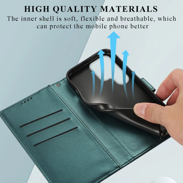 For Samsung Galaxy S23 Ultra 5G PU Genuine Leather Texture Embossed Line Phone Case(Green) by buy2fix