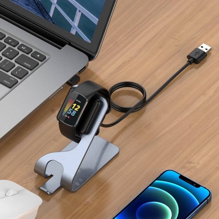 For Fitbit Charge 6 / Luxe Portable Magnetic Metal Charger Holder(Grey) by buy2fix