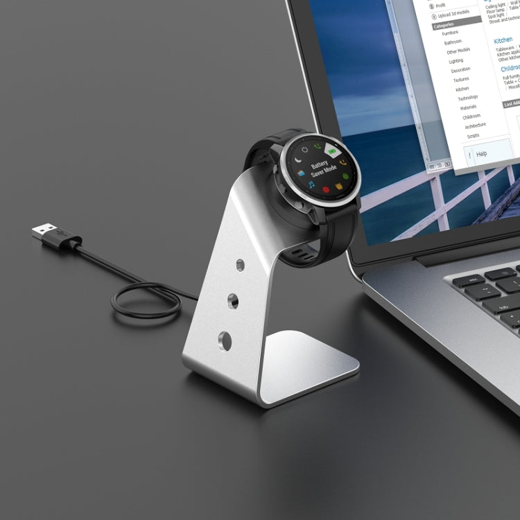 For Venu3 / Venu3S / Vivoactive 5 Portable Metal Charger Holder with Data Function, Right Interface(Silver) by buy2fix