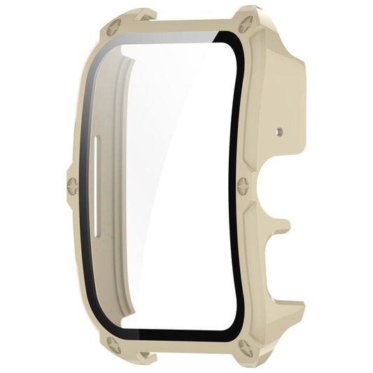 For OPPO Watch 4 Pro PC + Tempered Film Integrated Watch Protective Case(Ivory White) by buy2fix