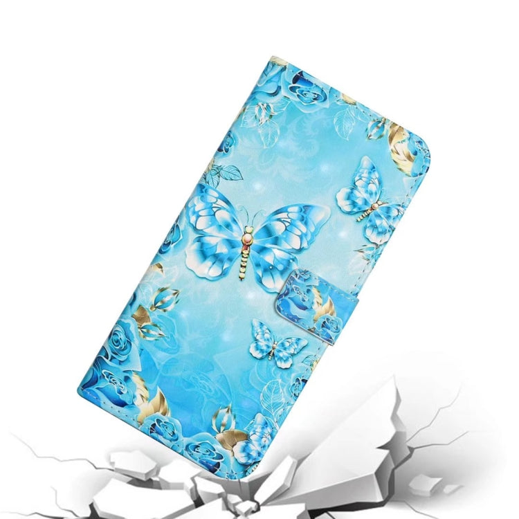 For iPhone 16 Oil Embossed 3D Drawing Leather Phone Case(Blue Butterflies) by buy2fix