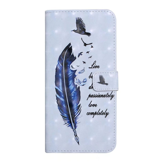 For iPhone 16 Oil Embossed 3D Drawing Leather Phone Case(Blue Feather) by buy2fix