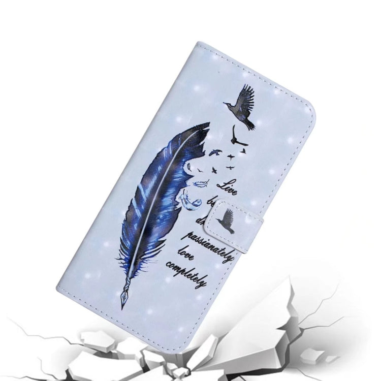 For iPhone 16 Plus Oil Embossed 3D Drawing Leather Phone Case(Blue Feather) by buy2fix