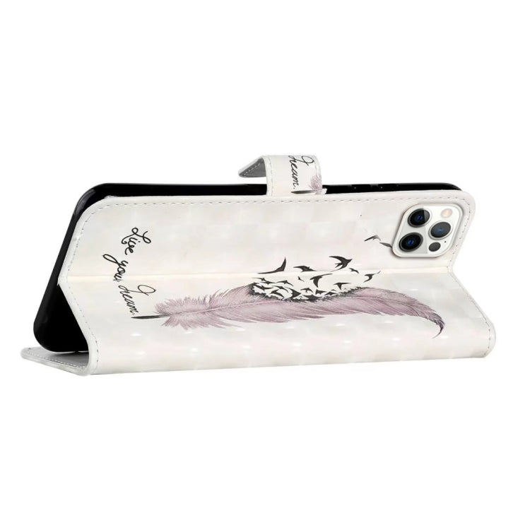 For iPhone 16 Pro Oil Embossed 3D Drawing Leather Phone Case(Feather) by buy2fix