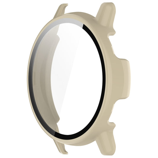 For Garmin vivoactive 5 / Active 5 PC + Tempered Film Integrated Watch Protective Case(Ivory) by buy2fix