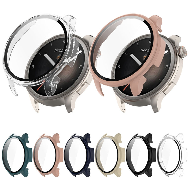 For Amazfit Balance A2286 PC + Tempered Film Integrated Watch Protective Case(Ink Blue) by buy2fix