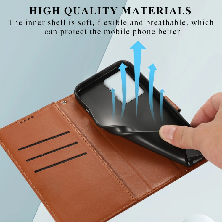 For Xiaomi Redmi Note 12 Pro+ 5G Global PU Genuine Leather Texture Embossed Line Phone Case(Brown) by buy2fix