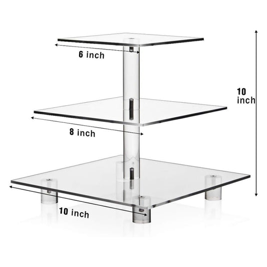 YX063 3 Tier Acrylic Square Cupcake Stand by buy2fix