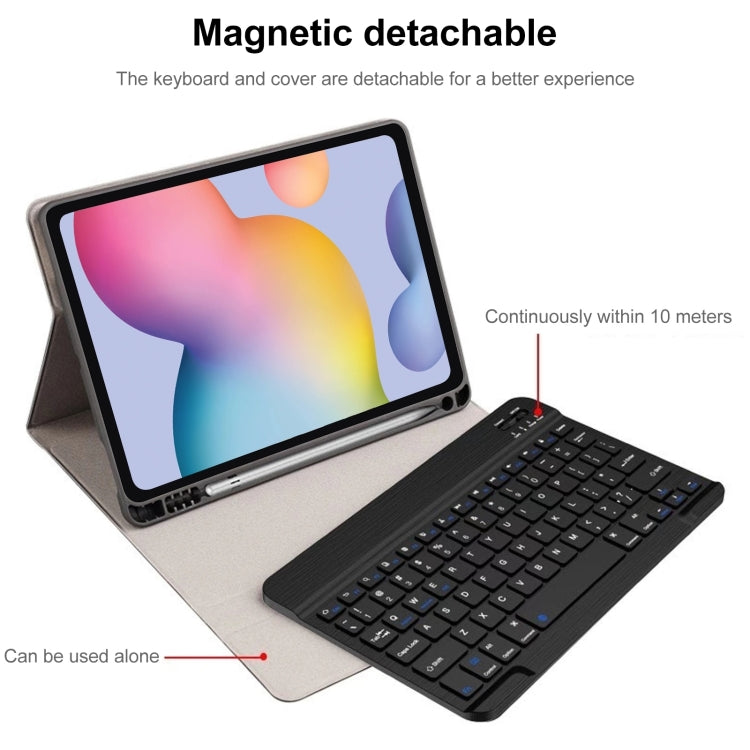 For Samsung Galaxy Tab S9 FE Square Cap Bluetooth Keyboard Leather Case with Pen Slot(Black) by buy2fix