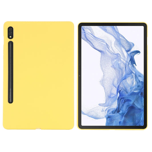 For Samsung Galaxy Tab S9 Ultra / S10 Ultra Pure Color Liquid Silicone Shockproof Tablet Case(Yellow) by buy2fix