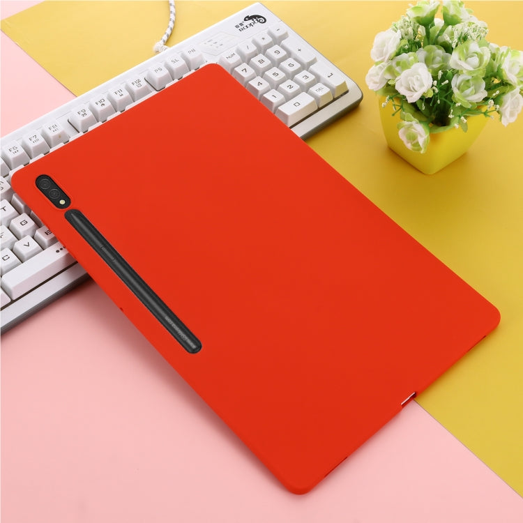 For Samsung Galaxy Tab S9 Ultra / S10 Ultra Pure Color Liquid Silicone Shockproof Tablet Case(Red) by buy2fix