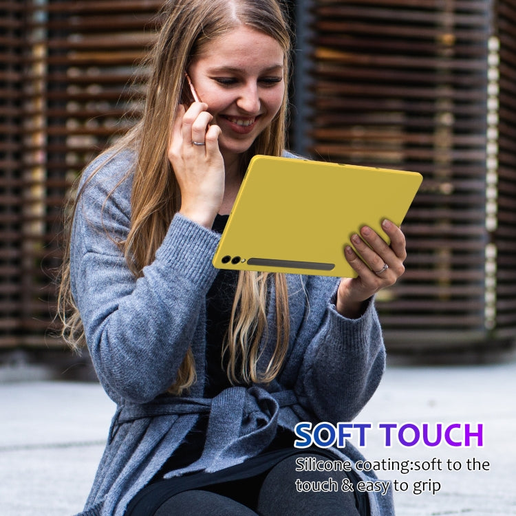 For Samsung Galaxy Tab S9+ Pure Color Liquid Silicone Shockproof Tablet Case(Yellow) by buy2fix