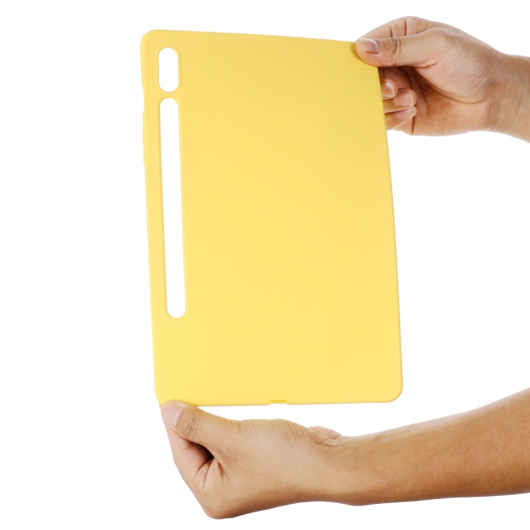 For Samsung Galaxy Tab S9 Pure Color Liquid Silicone Shockproof Tablet Case(Yellow) by buy2fix