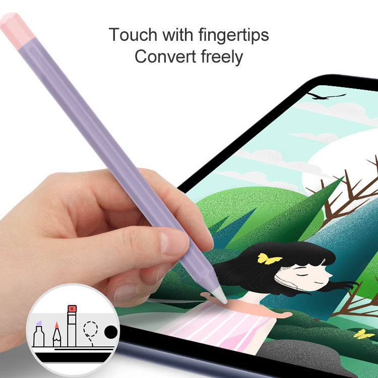 For Apple Pencil 2 Stylus Touch Pen Split Contrast Color Silicone Protective Case(Lavender Purple Pink) by buy2fix
