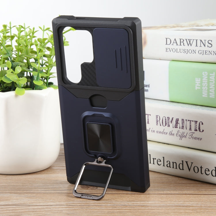 For Samsung Galaxy S24 Ultra 5G Camera Shield Card Slot PC+TPU Phone Case(Blue) by buy2fix