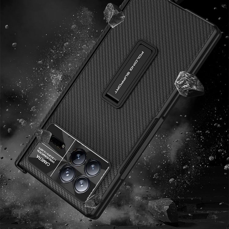 For Xiaomi Mix Fold 3 GKK Magnetic Hinge Flip Leather Phone Case with Holder(Black) by GKK