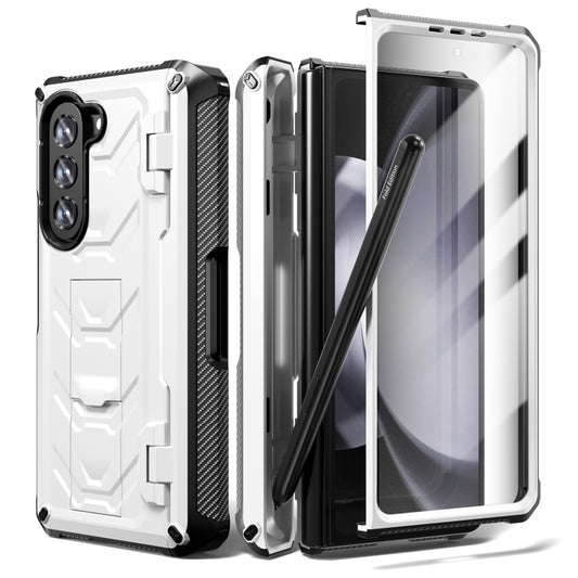 For Samsung Galaxy Z Fold5 5G Armored All-inclusive Shockproof Folding Phone Case(White) - Galaxy Z Fold5 Cases by buy2fix | Online Shopping UK | buy2fix
