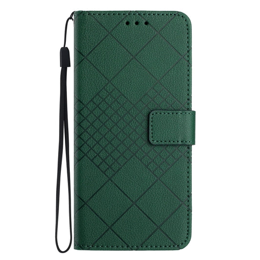 For Samsung Galaxy S22+ 5G Rhombic Grid Texture Leather Phone Case(Green) by buy2fix