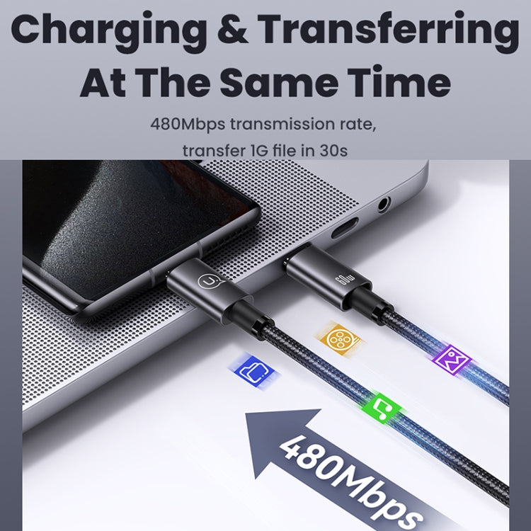 USAMS US-SJ661 Type-C To Type-C 60W Fast Charge Data Cable, Length: 1.2m(Black) by USAMS