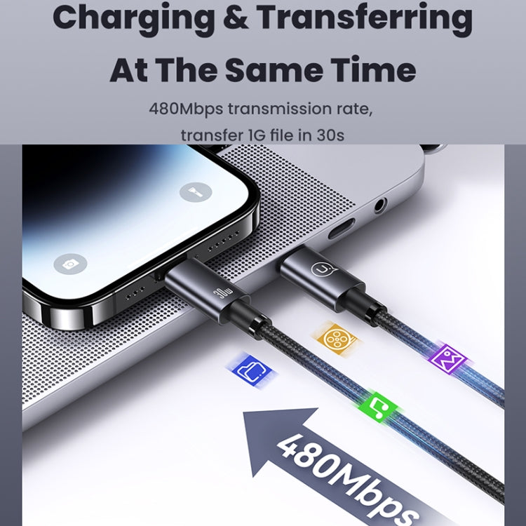 USAMS US-SJ662 Type-C To 8 Pin 30W Fast Charge Data Cable, Length: 1.2m(Black) by USAMS