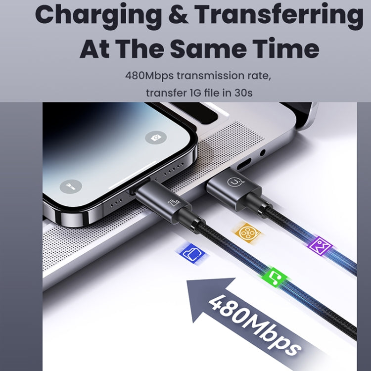 USAMS US-SJ669 USB To 8 Pin 2.4A Fast Charge Data Cable, Length: 2m(Black) by USAMS