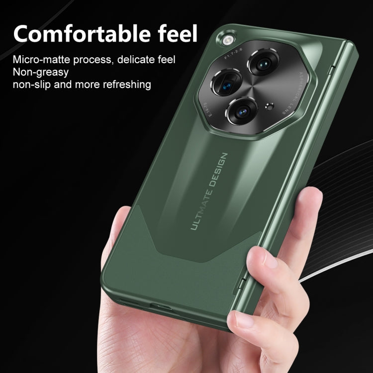 For OPPO Find N3 / OnePlus Open Integrated Frosted Electroplating Full Coverage Phone Case with Pen/Pen Slots(Green) - OnePlus Cases by buy2fix | Online Shopping UK | buy2fix