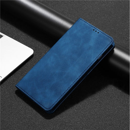 For Motorola Moto G Play 4G 2024 Skin Feel Magnetic Leather Phone Case(Blue) by buy2fix
