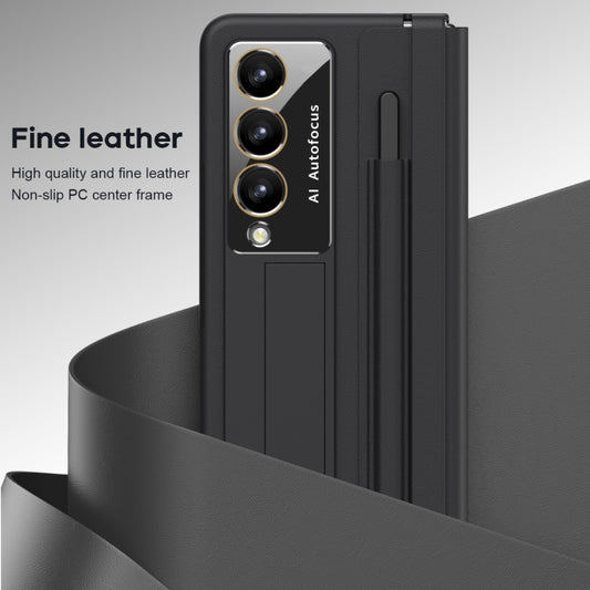 For Samsung Galaxy Z Fold4 PU + PC Full Coverage Phone Case with Pen/Pen Slots(Black) - Galaxy Z Fold4 5G Cases by buy2fix | Online Shopping UK | buy2fix