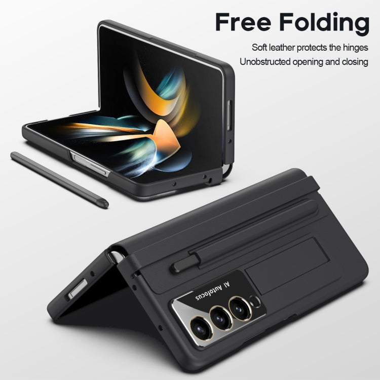 For Samsung Galaxy Z Fold4 5G Integrated PU + PC Full Coverage Phone Case with Pen/Pen Slots(Black) - Galaxy Z Fold4 5G Cases by buy2fix | Online Shopping UK | buy2fix