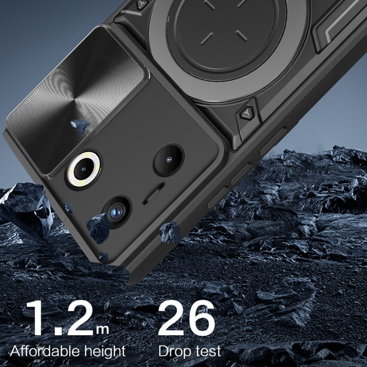 For Tecno Camon 20 Pro 5G CD Texture Sliding Camshield Magnetic Holder Phone Case(Black) by buy2fix
